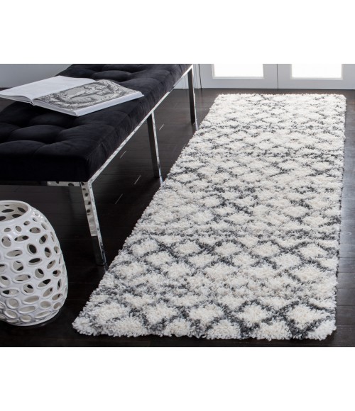 Safavieh Fontana Shag Ivory / Grey Rug FNT845 2 ft. 3 in. X 6 ft. Runner - Rugs Town Safavieh Fontana Shag Ivory / Grey FNT845 2 ft. 3 in. X 6 ft. Runner Rug