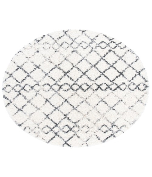 Safavieh Fontana Shag Ivory / Grey Rug FNT845 3 ft. X 3 ft. Round - Rugs Town Safavieh Fontana Shag Ivory / Grey FNT845 3 ft. X 3 ft. Round Rug
