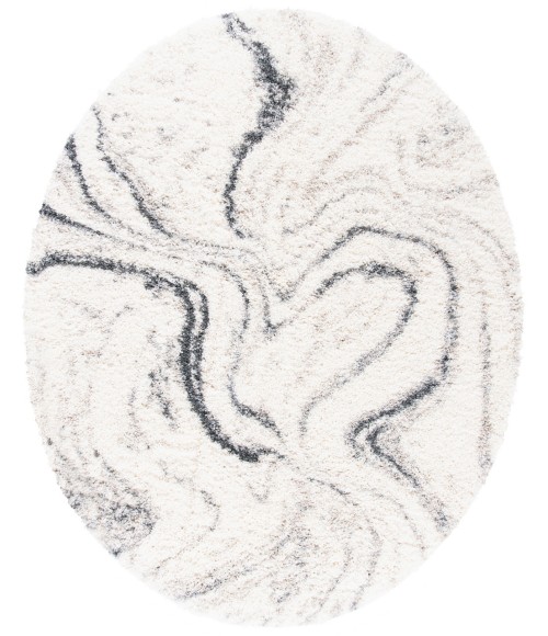 Safavieh Fontana Shag  Ivory / Grey FNT848 6 ft. 7 in. X 6 ft. 7 in. Round Rug