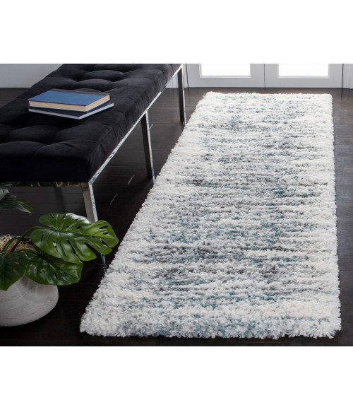 Safavieh Fontana Shag  Ivory / Teal FNT850 2 ft. 3 in. X 4 ft. Accent Rug