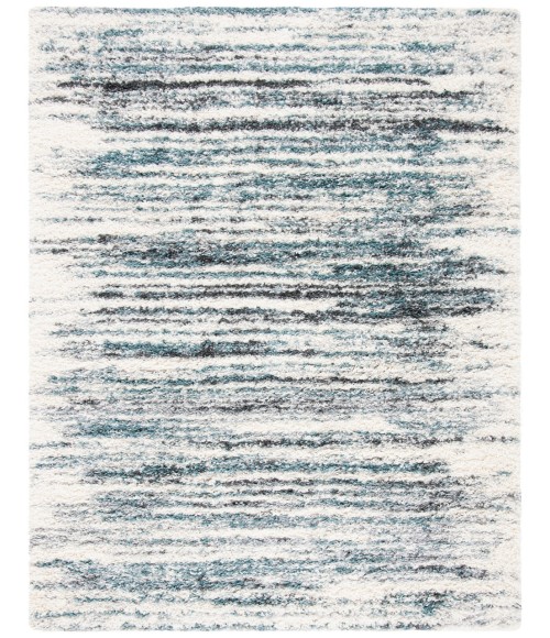Safavieh Fontana Shag  Ivory / Teal FNT850 6 ft. 7 in. X 9 ft. Rectangle Rug