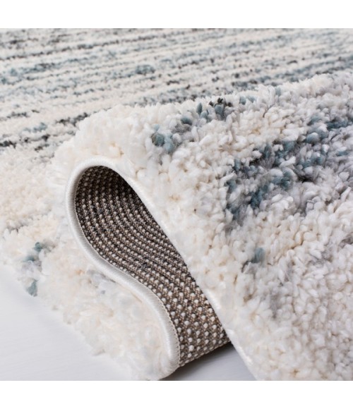 Safavieh Fontana Shag  Ivory / Teal FNT850 3 ft. X 3 ft. Round Rug