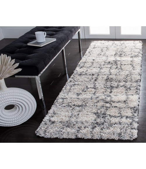 Safavieh Fontana Shag Ivory / Grey Rug FNT851 2 ft. 3 in. X 10 ft. Runner - Rugs Town Safavieh Fontana Shag Ivory / Grey FNT851 2 ft. 3 in. X 10 ft. Runner Rug