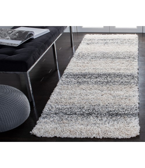 Safavieh Fontana Shag Ivory / Grey Rug FNT852 2 ft. 3 in. X 6 ft. Runner - Rugs Town Safavieh Fontana Shag Ivory / Grey FNT852 2 ft. 3 in. X 6 ft. Runner Rug