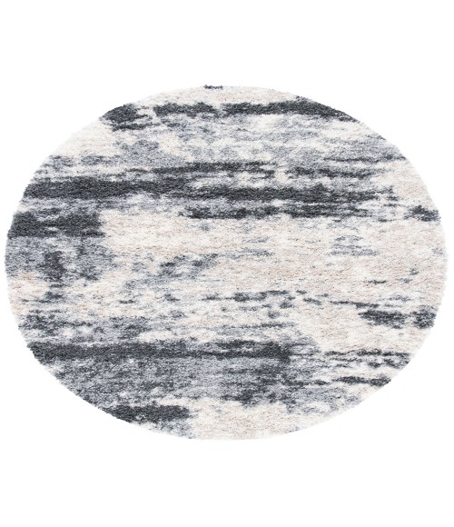 Safavieh Fontana Shag  Grey / Ivory FNT853 6 ft. 7 in. X 6 ft. 7 in. Round Rug