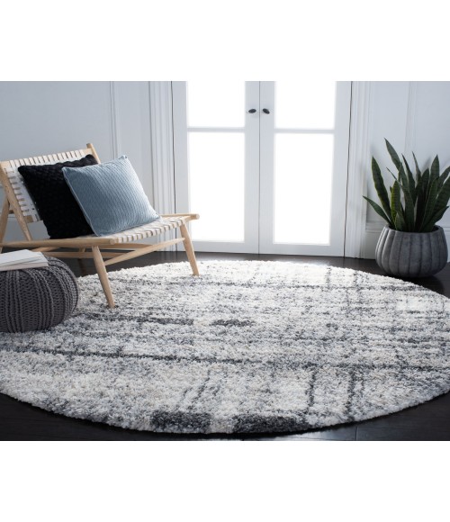 Safavieh Fontana Shag Ivory / Grey Rug FNT855 5 ft. 3 in. X 5 ft. 3 in. Round - Rugs Town Safavieh Fontana Shag Ivory / Grey FNT855 5 ft. 3 in. X 5 ft. 3 in. Round Rug