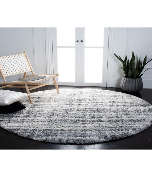 Safavieh Fontana Shag Grey / Ivory Rug FNT856 3 ft. X 3 ft. Round - Rugs Town Safavieh Fontana Shag Grey / Ivory FNT856 3 ft. X 3 ft. Round Rug
