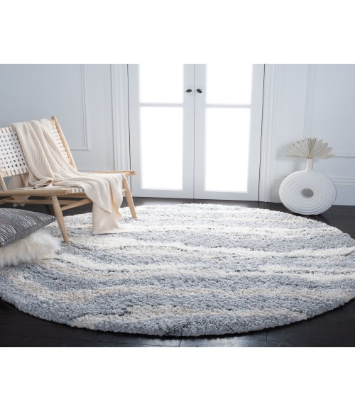 Safavieh Fontana Shag Grey / Ivory Rug FNT865 6 ft. 7 in. X 6 ft. 7 in. Round - Rugs Town Safavieh Fontana Shag Grey / Ivory FNT865 6 ft. 7 in. X 6 ft. 7 in. Round Rug