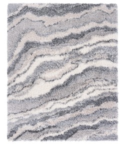 Safavieh Fontana Shag  Grey / Ivory FNT865 6 ft. 7 in. X 6 ft. 7 in. Square Rug