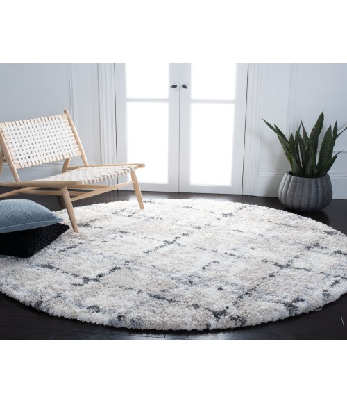 Safavieh Fontana Shag Grey / Ivory Rug FNT868 5 ft. 3 in. X 5 ft. 3 in. Round - Rugs Town Safavieh Fontana Shag Grey / Ivory FNT868 5 ft. 3 in. X 5 ft. 3 in. Round Rug
