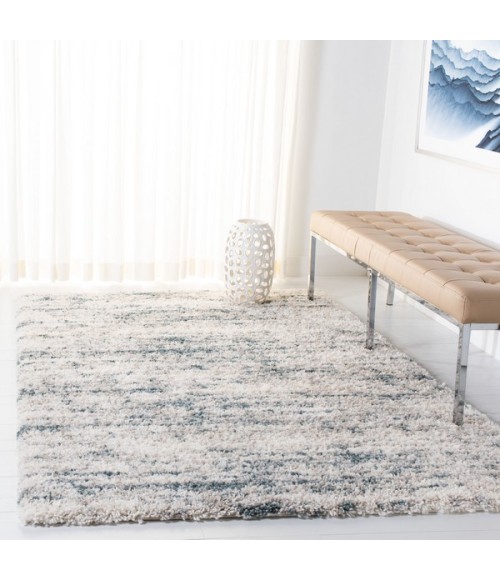 Safavieh Fontana Shag  Ivory / Teal FNT873 8 ft. X 10 ft. Rectangle Rug