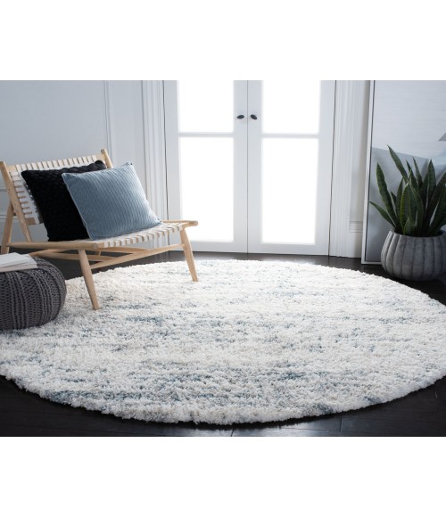 Safavieh Fontana Shag Ivory / Teal Rug FNT873 5 ft. 3 in. X 5 ft. 3 in. Round - Rugs Town Safavieh Fontana Shag Ivory / Teal FNT873 5 ft. 3 in. X 5 ft. 3 in. Round Rug