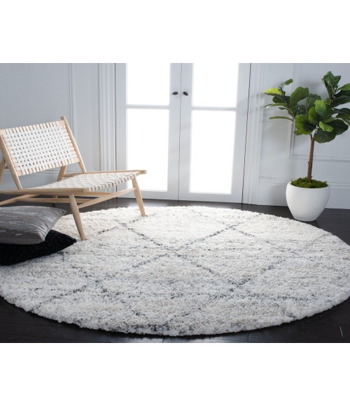 Safavieh Fontana Shag  Grey / Ivory FNT886 10 ft. X 10 ft. Round Rug