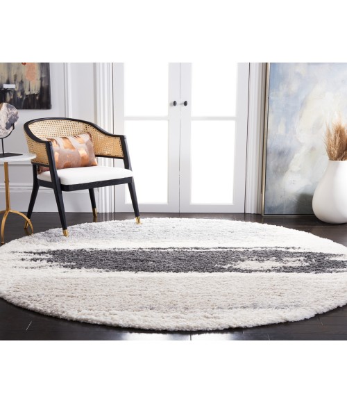 Safavieh Fontana Shag Grey / Ivory Rug FNT898 3 ft. X 3 ft. Round - Rugs Town Safavieh Fontana Shag Grey / Ivory FNT898 3 ft. X 3 ft. Round Rug
