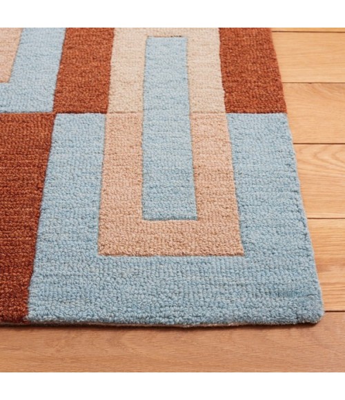 Safavieh Genre Light Blue / Rust GRE102 3 ft. X 5 ft. Rectangle Rug