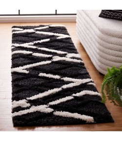 Safavieh Hi-Lo Shag Charcoal / Ivory HLS206 2 ft. 2 in. X 8 ft. Runner Rug