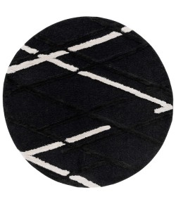 Safavieh Hi-Lo Shag Charcoal / Ivory HLS206 6 ft. 7 in. X 6 ft. 7 in. Round Rug