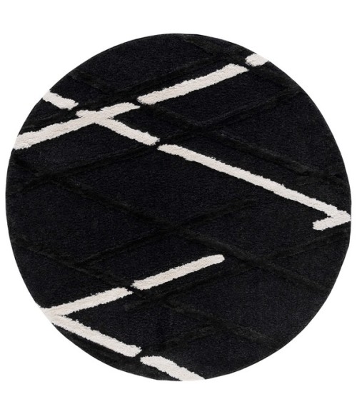 Safavieh Hi-Lo Shag Charcoal / Ivory HLS206 6 ft. 7 in. X 6 ft. 7 in. Round Rug