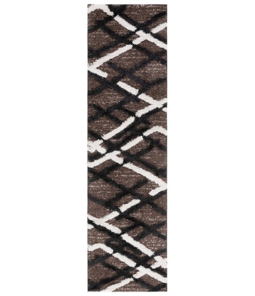 Safavieh Hi-Lo Shag Brown / Ivory Charcoal HLS206 2 ft. 2 in. X 8 ft. Runner Rug