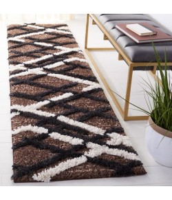 Safavieh Hi-Lo Shag Brown / Ivory Charcoal HLS206 2 ft. 2 in. X 8 ft. Runner Rug