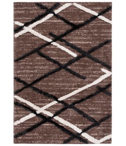 Safavieh Hi-Lo Shag Brown / Ivory Charcoal HLS206 5 ft. 3 in. X 7 ft. 6 in. Rectangle Rug