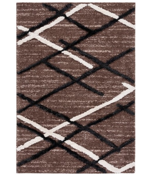Safavieh Hi-Lo Shag Brown / Ivory Charcoal HLS206 5 ft. 3 in. X 7 ft. 6 in. Rectangle Rug