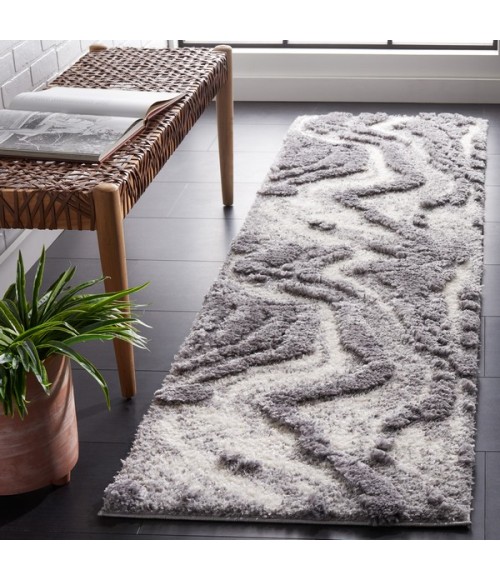 Safavieh Hi-Lo Shag Grey / Light Grey HLS208 2 ft. 2 in. X 8 ft. Runner Rug