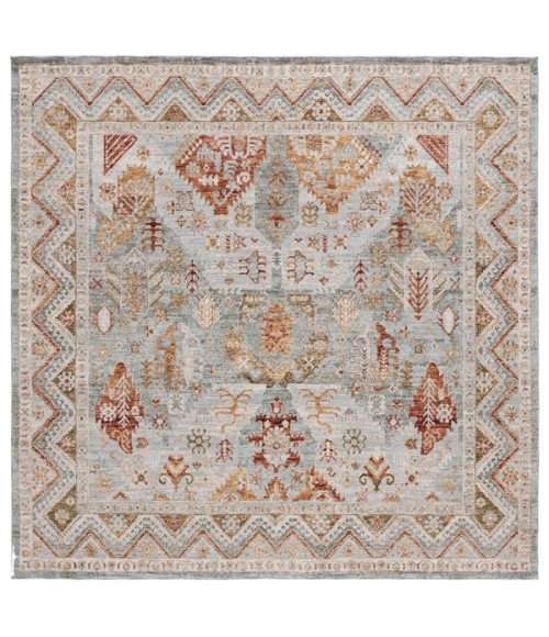 Safavieh Hamilton Blue / Gold Rust Rug HLT104 6 ft. 7 in. X 6 ft. 7 in. Square - Rugs Town Safavieh Hamilton Blue / Gold Rust HLT104 6 ft. 7 in. X 6 ft. 7 in. Square Rug