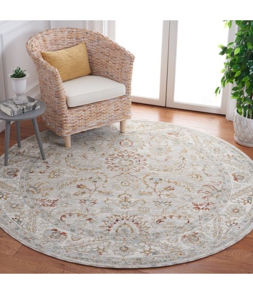 Safavieh Hamilton Grey / Gold HLT108 6 ft. 7 in. X 6 ft. 7 in. Round Rug