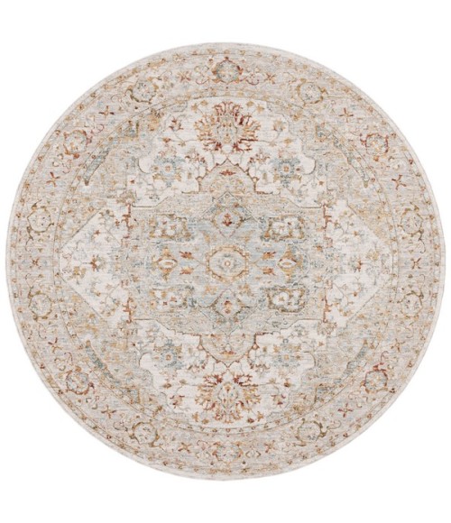 Safavieh Hamilton Ivory / Blue HLT110 6 ft. 7 in. X 6 ft. 7 in. Round Rug