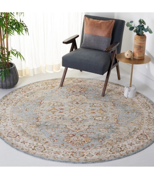 Safavieh Hamilton Blue / Grey HLT110 6 ft. 7 in. X 6 ft. 7 in. Round Rug