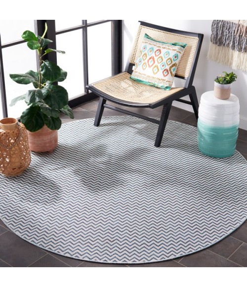 Safavieh Hampton Beige / Aqua HTN237 6 ft. 5 in. X 6 ft. 5 in. Round Rug