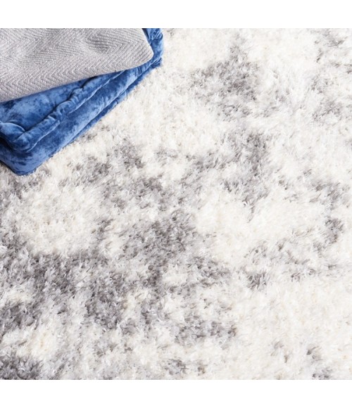 Safavieh Lindsay Shag Ivory / Grey LNS550 6 ft. 7 in. X 6 ft. 7 in. Round Rug