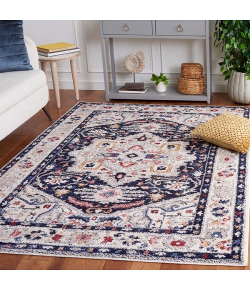 Safavieh Luna Beige / Navy LUN100 5 ft. 3 in. X 7 ft. 6 in. Rectangle Rug