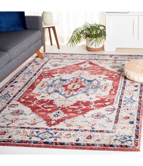 Safavieh Luna Beige / Blue Rust LUN102 5 ft. 3 in. X 7 ft. 6 in. Rectangle Rug