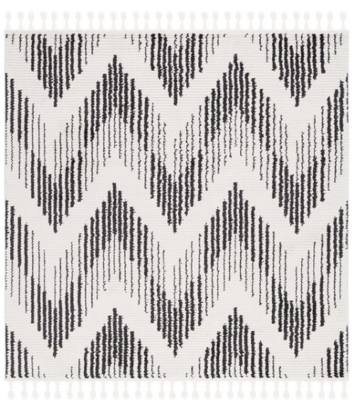 Safavieh Moroccan Tassel Ivory / Black Rug MRT101 6 ft. 7 in. X 6 ft. 7 in. Square - Rugs Town Safavieh Moroccan Tassel Ivory / Black MRT101 6 ft. 7 in. X 6 ft. 7 in. Square Rug