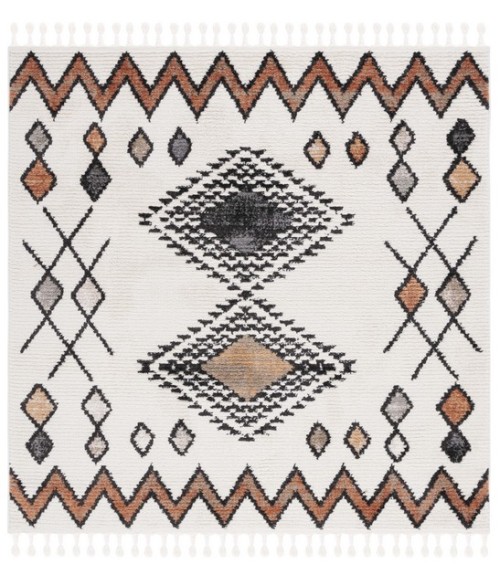 Safavieh Moroccan Tassel Ivory / Orange Rug MRT105 6 ft. 7 in. X 6 ft. 7 in. Square - Rugs Town Safavieh Moroccan Tassel Ivory / Orange MRT105 6 ft. 7 in. X 6 ft. 7 in. Square Rug