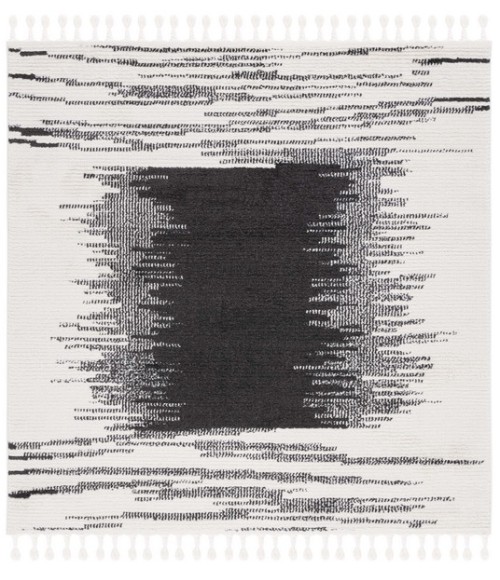 Safavieh Moroccan Tassel Ivory / Black MRT107 6 ft. 7 in. X 6 ft. 7 in. Round Rug