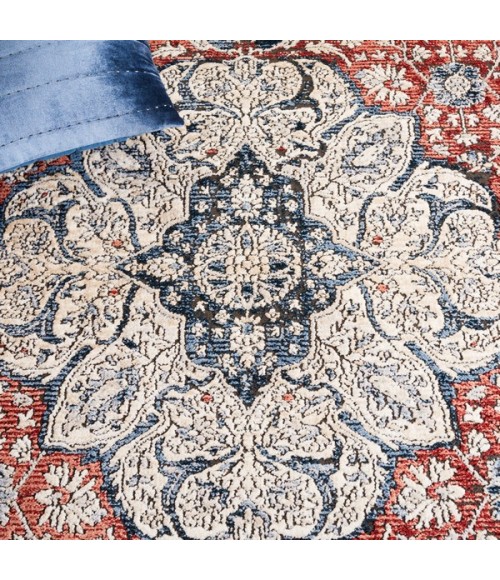 Safavieh Rosewood Ivory / Red ROW104 6 ft. 7 in. X 6 ft. 7 in. Square Rug