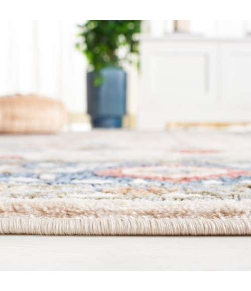 Safavieh Rosewood Ivory / Blue Rug ROW106 6 ft. 7 in. X 6 ft. 7 in. Square - Rugs Town Safavieh Rosewood Ivory / Blue ROW106 6 ft. 7 in. X 6 ft. 7 in. Square Rug