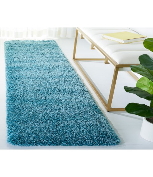 Safavieh Milan Shag Aqua Blue SG180 2 ft. X 12 ft. Runner Rug