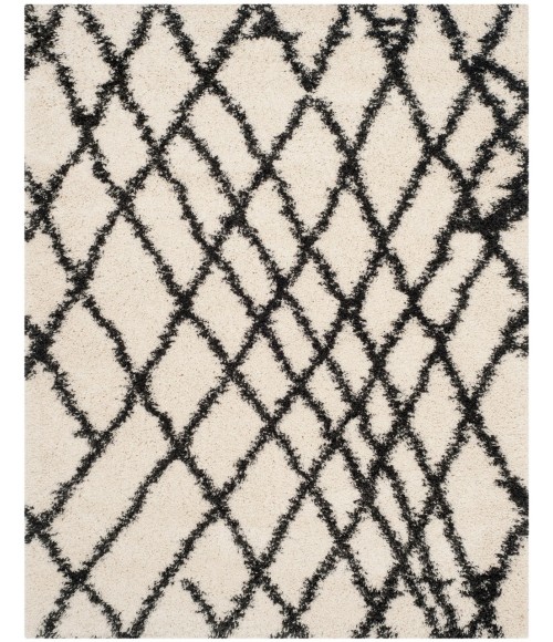 Safavieh Belize Shag Area Rug SGB484B-5 Safavieh Belize Shag SGB484 Ivory / Charcoal 5'-3" X 7'-6" Rectangle Area Rug