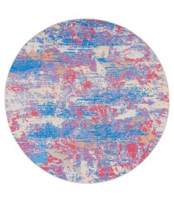 Safavieh Summer Blue / Red SMR409 6 ft. 7 in. X 6 ft. 7 in. Round Rug