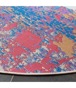 Safavieh Summer Blue / Red SMR409 6 ft. 7 in. X 6 ft. 7 in. Round Rug