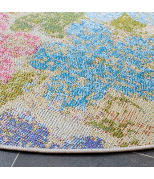 Safavieh Summer Blue / Pink Rug SMR410 6 ft. 7 in. X 6 ft. 7 in. Round - Rugs Town Safavieh Summer Blue / Pink SMR410 6 ft. 7 in. X 6 ft. 7 in. Round Rug