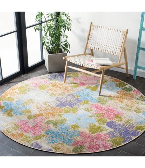 Safavieh Summer Blue / Pink Rug SMR410 6 ft. 7 in. X 6 ft. 7 in. Round - Rugs Town Safavieh Summer Blue / Pink SMR410 6 ft. 7 in. X 6 ft. 7 in. Round Rug