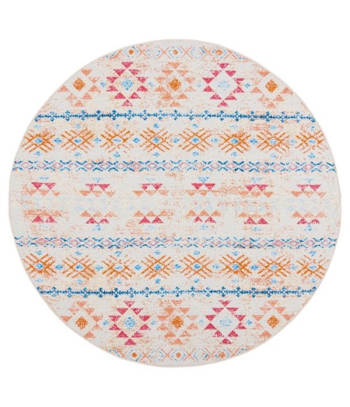 Safavieh Summer Ivory / Red SMR420 6 ft. 7 in. X 6 ft. 7 in. Round Rug