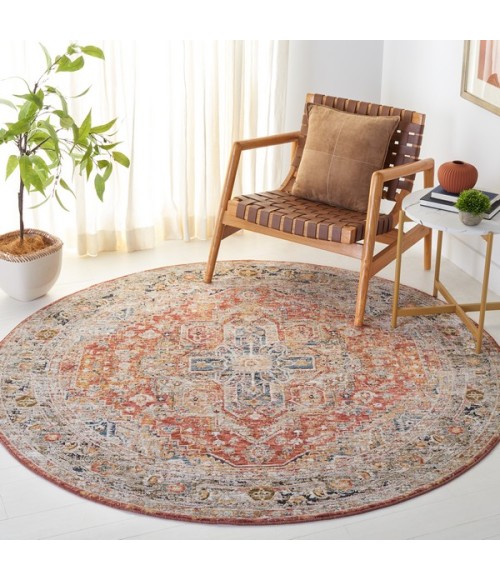 Safavieh Silverado Rust / Blue SVD110 6 ft. 4 in. X 6 ft. 4 in. Round Rug