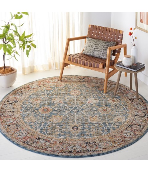 Safavieh Silverado Blue / Rust SVD112 6 ft. 4 in. X 6 ft. 4 in. Round Rug