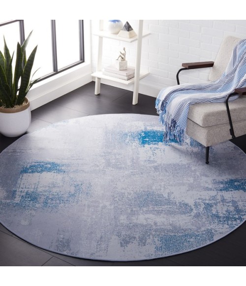 Safavieh Tacoma Grey / Blue TAC814 6 ft. X 6 ft. Round Rug